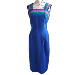 JP Angela | Vintage 1980s Color Block Midi Sheath Dress - Size 8
